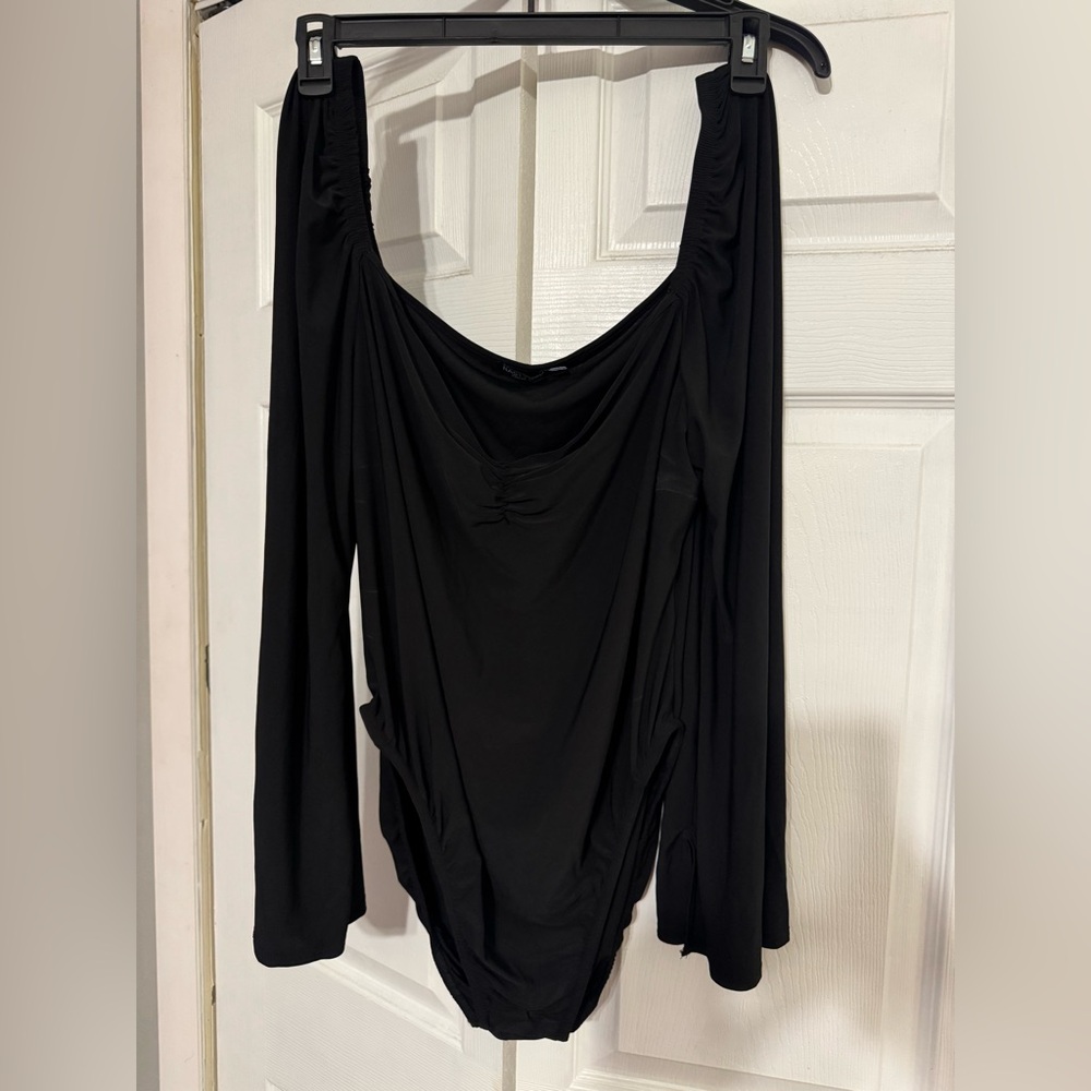 Nasty Gal Black Ruched Bodysuit